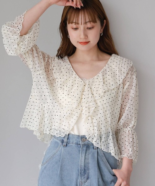 tiptop（ティップトップ）の「アソートレースフリルカーディガン（カーディガン/ボレロ・レディース・ホワイト系その他2/ホワイト系その他/ブラック/アイボリー・FREE）」の3枚目の写真