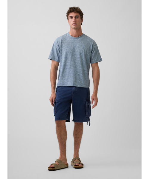 GAP(ギャップ)の「コットンリネン オーバーサイズ クロップドTシャツ(Tシャツ/カットソー・メンズ・ライトブルー/ブラック/ライトベージュ・XS/S/M/L/XL)」の4枚目の写真
