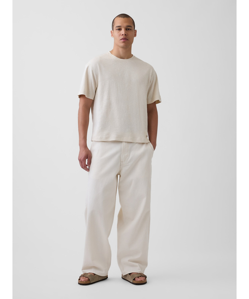 GAP(ギャップ)の「コットンリネン オーバーサイズ クロップドTシャツ(Tシャツ/カットソー・メンズ・ライトブルー/ブラック/ライトベージュ・XS/S/M/L/XL)」の6枚目の写真