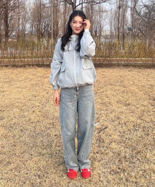 MASMARULEZ APPAREL（マスマルールズ アパレル）の「Check Frill Windbreaker Jacket_Sky Blue（ナイロンジャケット・レディース・スカイブルー・ONE SIZE）」の17枚目の写真