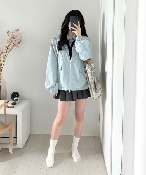 MASMARULEZ APPAREL（マスマルールズ アパレル）の「Check Frill Windbreaker Jacket_Sky Blue（ナイロンジャケット・レディース・スカイブルー・ONE SIZE）」の20枚目の写真