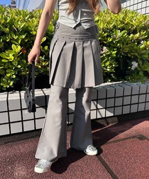 プリーツレイヤードフレアパンツ