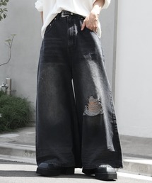 welise（ウェライズ）の「【welise ウェライズ】Vintage Ageing 13oz Dirty Damage Structural Wide Denim Pants ヴィンテージエイジング13oz ダーティーダメージ ストラクチャーワイドデニムパンツ（デニムパンツ）」