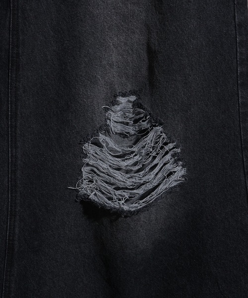 welise（ウェライズ）の「【welise/ウェライズ】13oz Dirty Damage Structural Wide Denim Pants/13oz ダーティーダメージ ストラクチャーワイドデニムパンツ（デニムパンツ・メンズ・ダークブラック/ブラック・L/M/S）」の22枚目の写真