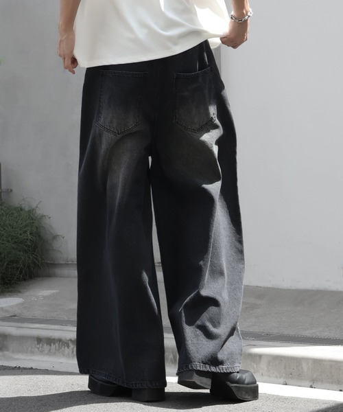 welise（ウェライズ）の「【welise/ウェライズ】13oz Dirty Damage Structural Wide Denim Pants/13oz ダーティーダメージ ストラクチャーワイドデニムパンツ（デニムパンツ・メンズ・ダークブラック/ブラック・L/M/S）」の16枚目の写真
