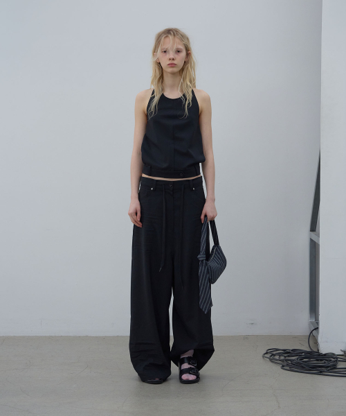 LCDC TM(エルシーディーシーティーエム)の「CRINKLE DETAIL WIDE TROUSERS (BLACK)(その他パンツ・レディース・その他・MEDIUM/SMALL)」の2枚目の写真