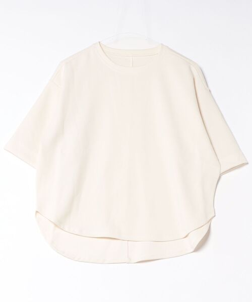 TRIANGLE PALETTE(トライアングルパレット)の「五分袖ラウンドヘム クルーネックトップス(Tシャツ/カットソー・レディース・ブラック/ホワイト・FREE)」の3枚目の写真