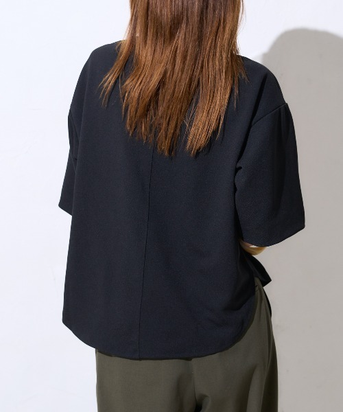 TRIANGLE PALETTE(トライアングルパレット)の「五分袖ラウンドヘム クルーネックトップス(Tシャツ/カットソー・レディース・ブラック/ホワイト・FREE)」の14枚目の写真