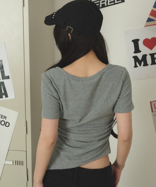 dispark（ディスパーク）の「DISPARK/【26年春夏新作】スタッズジップVネックSS Tシャツ（Tシャツ/カットソー・レディース・ホワイト/杢グレー・FREE）」の9枚目の写真