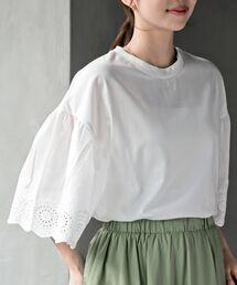 rps（アールピーエス）の「スカラップレース切替フレアー袖Ｔシャツ（Tシャツ/カットソー）」