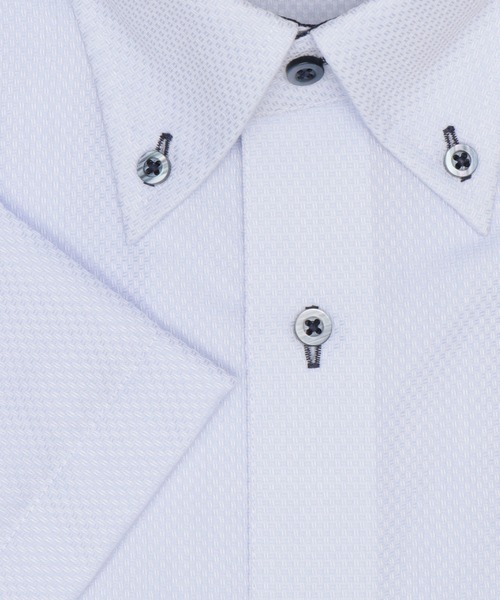 TOKYO SHIRTS(トウキョウシャツ)の「【超形態安定】【吸水速乾】 形態安定ノンアイロン ボタンダウン 半袖ビジネスワイシャツ(ビジネスシャツ・メンズ・ブルー・首回り37cm/首回り39cm/首回り41cm/首回り42cm/首回り43cm)」の3枚目の写真