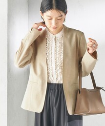 SHIPS｜シップスのノーカラージャケット（ベージュ系）通販 - ZOZOTOWN