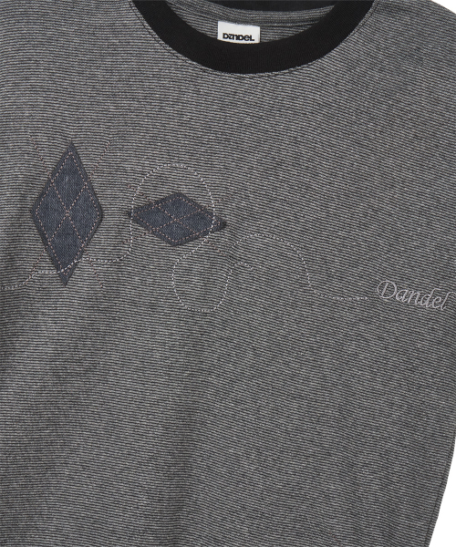 DANDEL(ダンデル)の「DD argyle applique stripe tee (BLACK)(Tシャツ/カットソー・レディース・その他・1)」の3枚目の写真