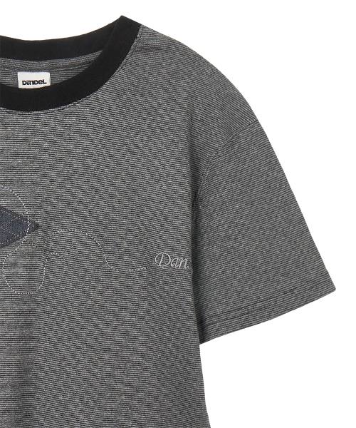 DANDEL(ダンデル)の「DD argyle applique stripe tee (BLACK)(Tシャツ/カットソー・レディース・その他・1)」の5枚目の写真