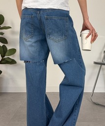 バックスリットデニムパンツ