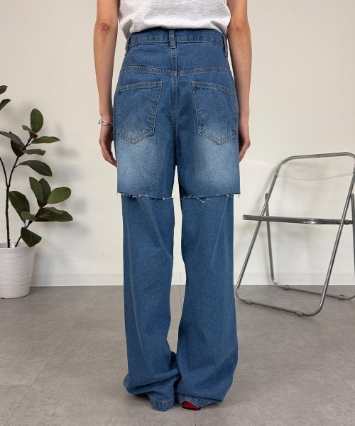 mellomela.(メロメラ)の「バックスリットデニムパンツ(デニムパンツ・レディース・ライトブルー/ブルー・M)」の19枚目の写真