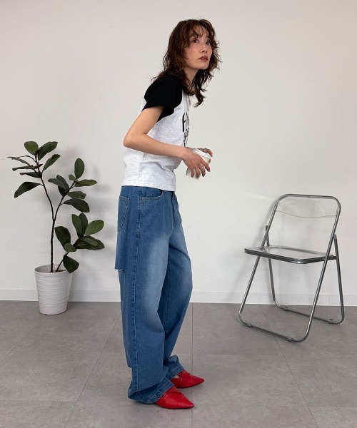 mellomela.(メロメラ)の「バックスリットデニムパンツ(デニムパンツ・レディース・ライトブルー/ブルー・M)」の16枚目の写真