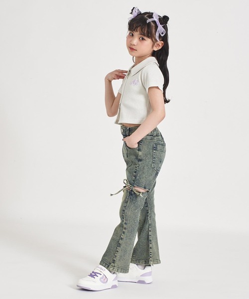 ANAP kids(アナップキッズ)の「ダブルジップ ラメリブ トップス(Tシャツ/カットソー・キッズ・ピンク/ライトブルー/ホワイト・110/120/130)」の9枚目の写真