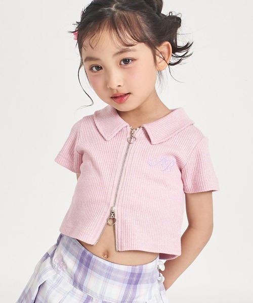 ANAP kids(アナップキッズ)の「ダブルジップ ラメリブ トップス(Tシャツ/カットソー・キッズ・ピンク/ライトブルー/ホワイト・110/120/130)」の11枚目の写真
