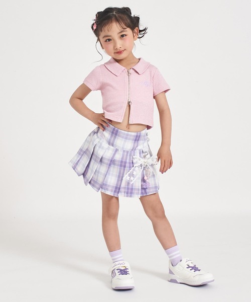 ANAP kids(アナップキッズ)の「ダブルジップ ラメリブ トップス(Tシャツ/カットソー・キッズ・ピンク/ライトブルー/ホワイト・110/120/130)」の15枚目の写真
