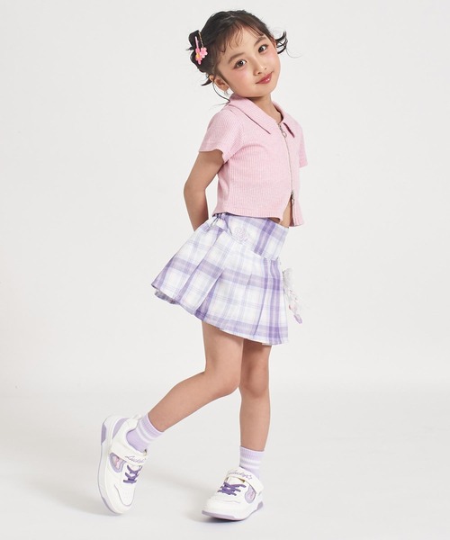 ANAP kids(アナップキッズ)の「ダブルジップ ラメリブ トップス(Tシャツ/カットソー・キッズ・ピンク/ライトブルー/ホワイト・110/120/130)」の16枚目の写真