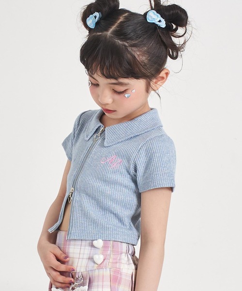 ANAP kids(アナップキッズ)の「ダブルジップ ラメリブ トップス(Tシャツ/カットソー・キッズ・ピンク/ライトブルー/ホワイト・110/120/130)」の19枚目の写真