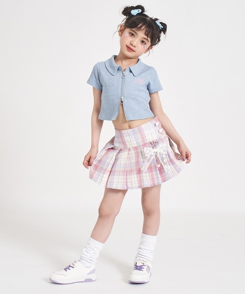 ANAP kids(アナップキッズ)の「ダブルジップ ラメリブ トップス(Tシャツ/カットソー・キッズ・ピンク/ライトブルー/ホワイト・110/120/130)」の21枚目の写真
