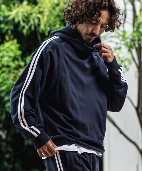 CAMBIO(カンビオ)の「mpa4156-Ponte Jersey Side Line 2B Pullover Hoodie プルオーバーパーカー(A73726cmb)(パーカー・メンズ・チャコールグレー/ロイヤルブルー/グリーン/ブラック/ネイビー・L/M/S)」の4枚目の写真