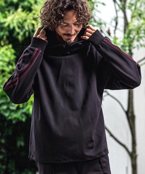 CAMBIO(カンビオ)の「mpa4156-Ponte Jersey Side Line 2B Pullover Hoodie プルオーバーパーカー(A73726cmb)(パーカー・メンズ・チャコールグレー/ロイヤルブルー/グリーン/ブラック/ネイビー・L/M/S)」の7枚目の写真