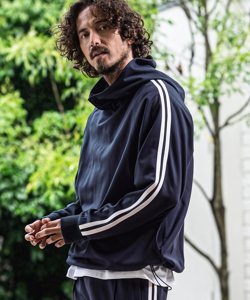 CAMBIO(カンビオ)の「mpa4156-Ponte Jersey Side Line 2B Pullover Hoodie プルオーバーパーカー(A73726cmb)(パーカー・メンズ・チャコールグレー/ロイヤルブルー/グリーン/ブラック/ネイビー・L/M/S)」の13枚目の写真