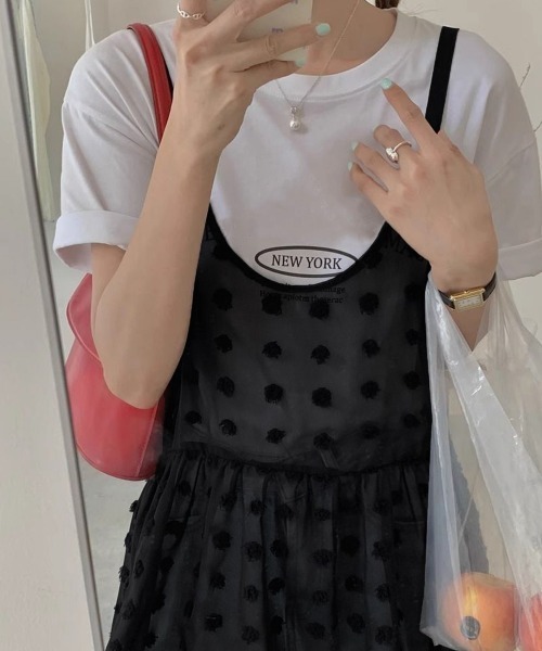 Miniministore(ミニミニストア)の「ドット柄チュールキャミチュニック 韓国風(キャミソール・レディース・ブラック/ホワイト・FREE)」の19枚目の写真