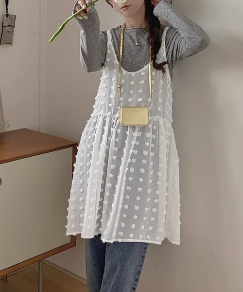 Miniministore(ミニミニストア)の「ドット柄チュールキャミチュニック 韓国風(キャミソール・レディース・ブラック/ホワイト・FREE)」の20枚目の写真
