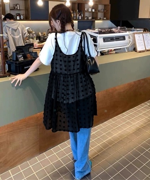 Miniministore(ミニミニストア)の「ドット柄チュールキャミチュニック 韓国風(キャミソール・レディース・ブラック/ホワイト・FREE)」の16枚目の写真