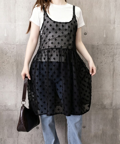 Miniministore(ミニミニストア)の「ドット柄チュールキャミチュニック 韓国風(キャミソール・レディース・ブラック/ホワイト・FREE)」の11枚目の写真