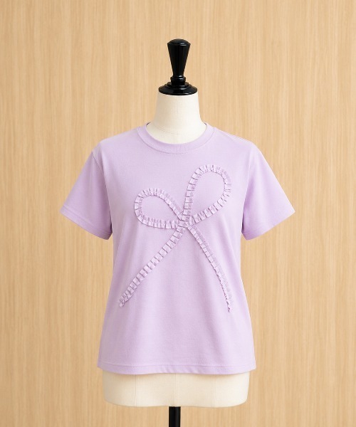 miune(ミューヌ)の「フリルリボンモチーフTシャツ(Tシャツ/カットソー・レディース・ラベンダー/ピンク/ホワイト/ブラック/ブルー・FREE)」の16枚目の写真