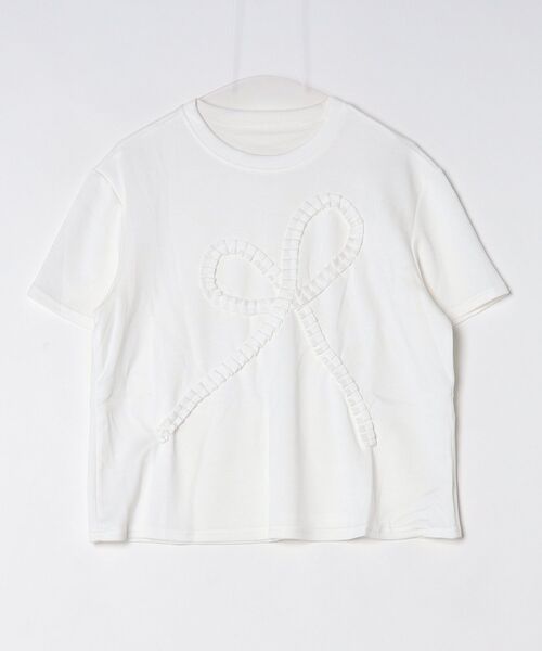 miune(ミューヌ)の「フリルリボンモチーフTシャツ(Tシャツ/カットソー・レディース・ラベンダー/ピンク/ホワイト/ブラック/ブルー・FREE)」の9枚目の写真