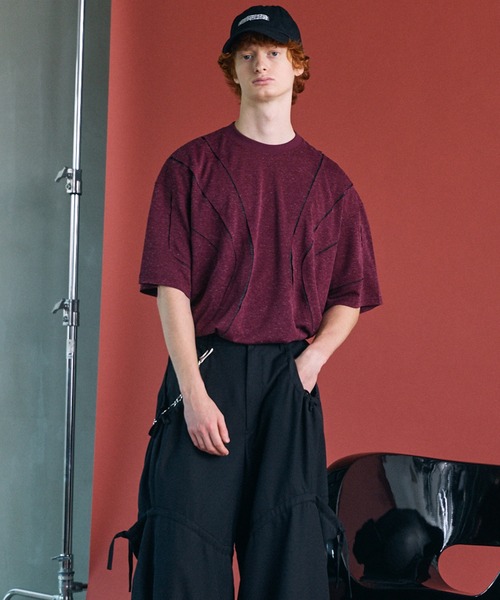 MAISON SPECIAL(メゾンスペシャル)の「《UNISEX》Slab Mix Jersey Prime-Over TSUGIHAGI T-shirt/スラブミックスジャージープライムオーバーツギハギTシャツ【MAISON SPECIAL/メゾンスペシャル】(Tシャツ/カットソー・メンズ・ブラック/バーガンディー/グレー・2/1/0)」の7枚目の写真