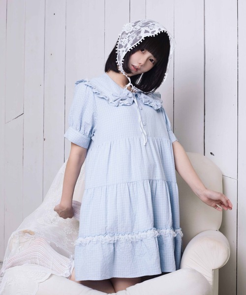 Whinny（ホワイニー）の「Whinny/秘密のまほうわんぴっぴ（ワンピース・レディース・サックスブルー/ブラック・FREE）」の3枚目の写真