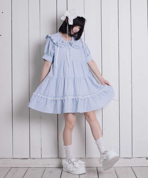 Whinny（ホワイニー）の「Whinny/秘密のまほうわんぴっぴ（ワンピース・レディース・サックスブルー/ブラック・FREE）」の5枚目の写真