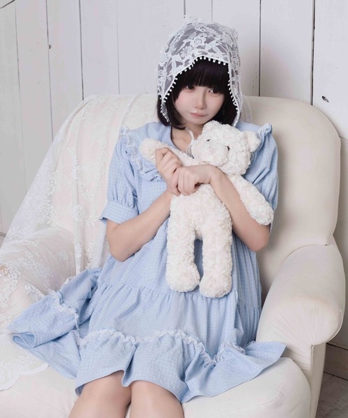 Whinny（ホワイニー）の「Whinny/秘密のまほうわんぴっぴ（ワンピース・レディース・サックスブルー/ブラック・FREE）」の6枚目の写真