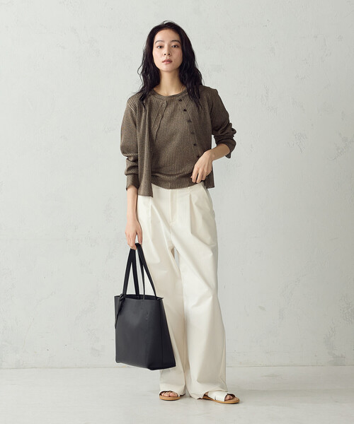 COMME CA ISM(コムサイズム)の「シアーリブ 5分袖ニット(ニット/セーター・レディース・ブルー/ブラウン・LARGE/MEDIUM)」の3枚目の写真