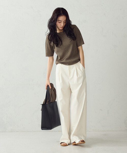 COMME CA ISM(コムサイズム)の「シアーリブ 5分袖ニット(ニット/セーター・レディース・ブルー/ブラウン・LARGE/MEDIUM)」の5枚目の写真