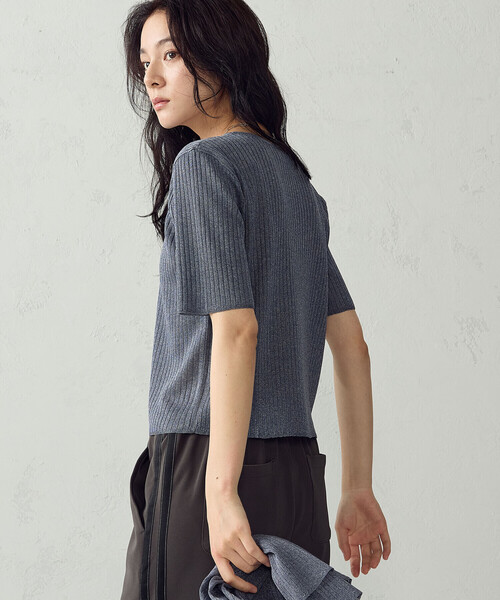 COMME CA ISM(コムサイズム)の「シアーリブ 5分袖ニット(ニット/セーター・レディース・ブルー/ブラウン・LARGE/MEDIUM)」の14枚目の写真