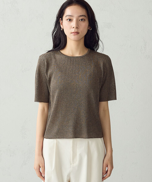 COMME CA ISM(コムサイズム)の「シアーリブ 5分袖ニット(ニット/セーター・レディース・ブルー/ブラウン・LARGE/MEDIUM)」の15枚目の写真