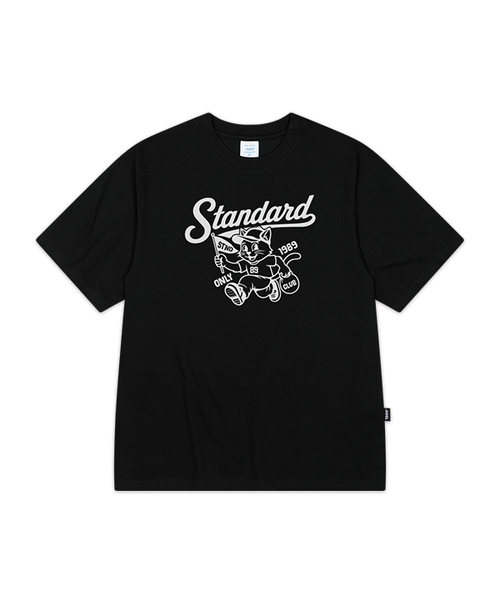 1989STANDARD(1989スタンダード)の「STND CAT クールコットンオーバーサイズ半袖 (SISSTD-0269)(Tシャツ/カットソー・メンズ・ネイビー/ライトグレー/ホワイト/ブラック・X-LARGE/LARGE/MEDIUM)」の1枚目の写真