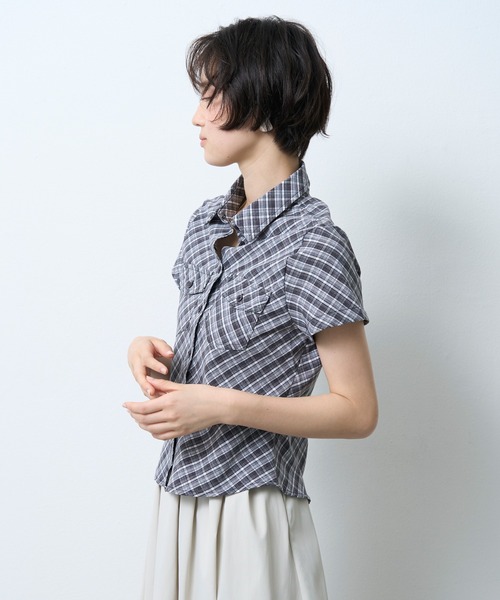 NUJOH(ヌゾ)の「Vintage Check Slim Shirt / ヴィンテージチェックスリムシャツ(シャツ/ブラウス・レディース・ブルー/ブラック/レッド・FREE)」の6枚目の写真