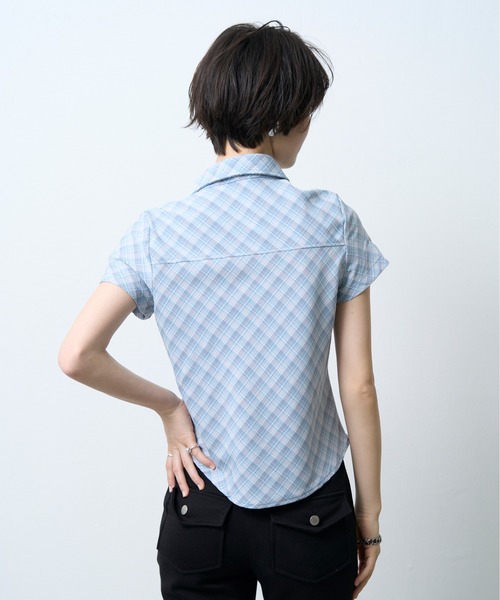 NUJOH(ヌゾ)の「Vintage Check Slim Shirt / ヴィンテージチェックスリムシャツ(シャツ/ブラウス・レディース・ブルー/ブラック/レッド・FREE)」の18枚目の写真