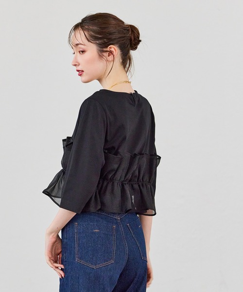 Audie a Muses(オーディアミューズ)の「オーガンジードッキングカットソー(Tシャツ/カットソー・レディース・オフホワイト/ブラック・42/38)」の5枚目の写真