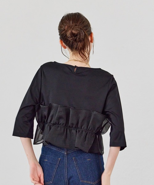 Audie a Muses(オーディアミューズ)の「オーガンジードッキングカットソー(Tシャツ/カットソー・レディース・オフホワイト/ブラック・42/38)」の6枚目の写真
