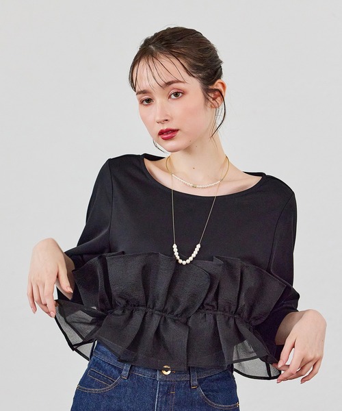 Audie a Muses(オーディアミューズ)の「オーガンジードッキングカットソー(Tシャツ/カットソー・レディース・オフホワイト/ブラック・42/38)」の8枚目の写真